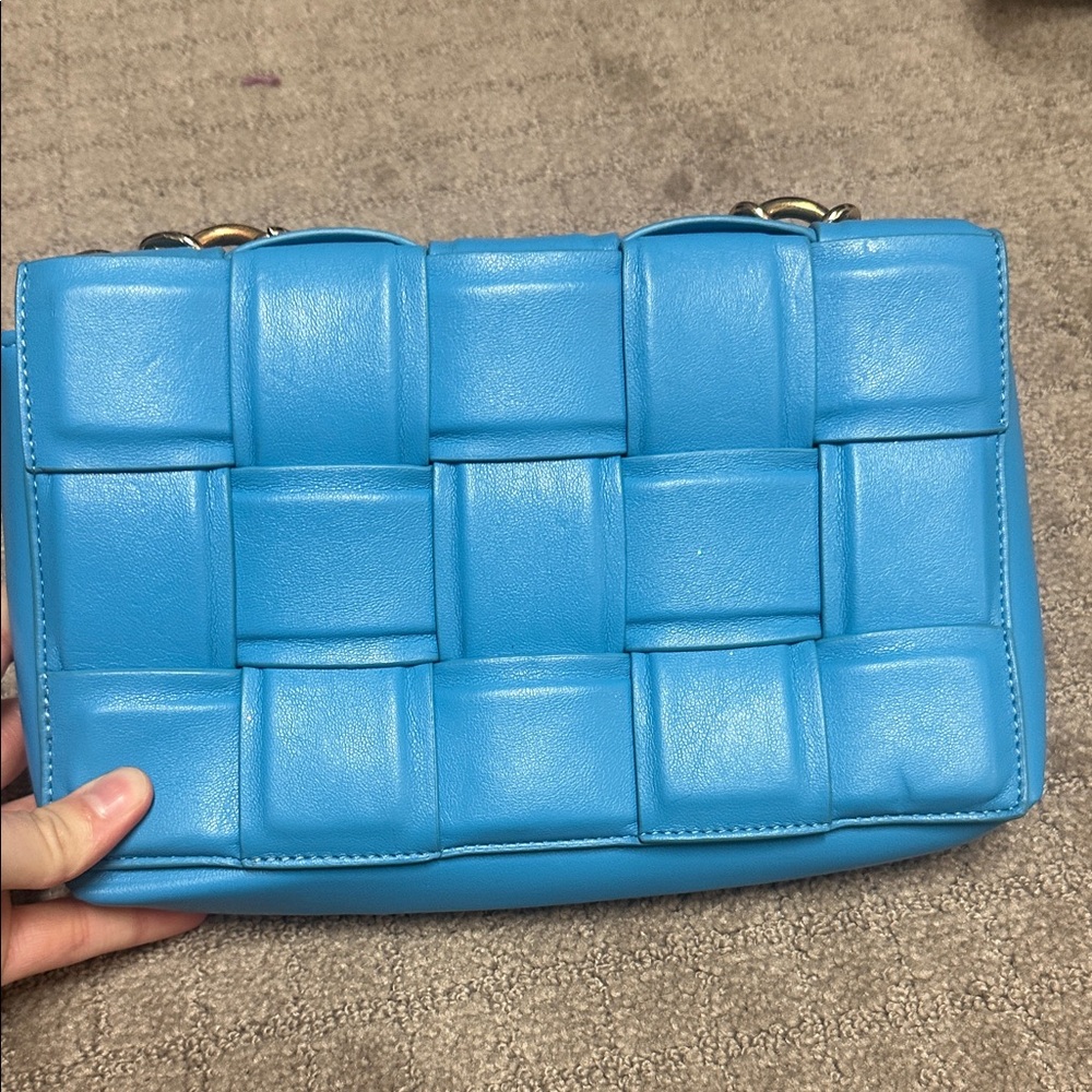 Blue Woven Leather Women's Bag